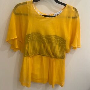 See by Chloe Shirt Womens 2 golden yellow Sheer Lined Blouse